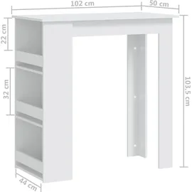 vidaXL Bartisch mit Ablagefläche 102 x 50 x 103,5 cm Weiß