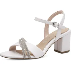 Sandalette MARCO TOZZI BY GMK, Damen, Gr. 40, weiß, Textil, Lederimitat, festlich, Schuhe, Blockabsatz, Hochzeitsmode, Festtagsschuh, funkelnde Strasssteine