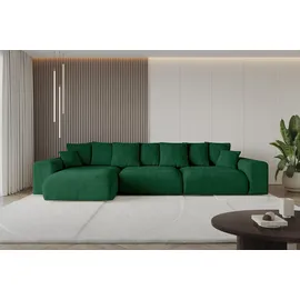 altdecor Ecksofa Cord mit Schlaffunktion 2-Sitzer Grün