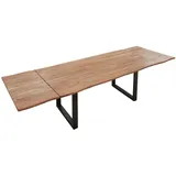 Sam Baumkantentisch Akazie stonefarben 180 (280) x 90 cm Ansteckplatten schwarz NORINA - Beige