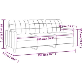 vidaXL 3-Sitzer-Sofa Dunkelgrau 180 cm Stoff