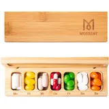 Tablettenbox 7 Tage, Pillendose mit verbessertem offenem Design, Medikamentenbox Deutsch, Holz tragbarer Pillenbox für Medikamente, Vitamine, Fischöl, Nahrungsergänzungsmittel