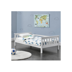 en.casa Kinderbett, Nuuk Bett mit Rausfallschutz weiß in verschiedenen Größen weiß 90 cm x 168 cm x 52 cm