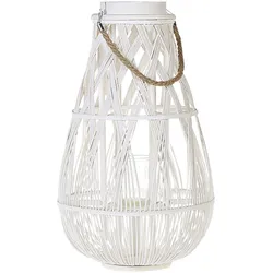 Windlichtsäulen TONGA Bambusholz 56 cm Weiß