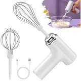 Jssevn Handmixer Mit 2 Abnehmbaren Schneebesen, Luluwa Elektrischer Handmixer Mit 3 Geschwindigkeitsstufen (weiß)