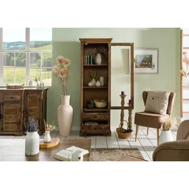 Massivmoebel24 Vitrine Mango 65 x 45 x 190 cm Dunkelbraun