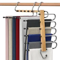Hosenbügel aus Bambus, platzsparend, 2 Stück – Schrank-Hosen-Organizer für Hosen, multifunktionaler Hosenständer für Jeans