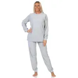 Normann Pyjama Normann Damen Frottee Schlafanzug Loungewear - auch in Übergröße grau 40-42