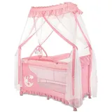 Lorelli Reisebett, Magic Sleep 2 Ebenen Baldachin Mobile Wickelauflage faltbar rosa Sterne