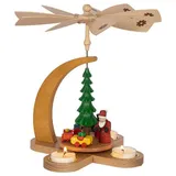 Richard Glaesser Weihnachtspyramide Teelichtpyramide Weihnachtsmann mit Eisenbahn, Höhe 27 cm, Handwerkskunst original Erzgebirge