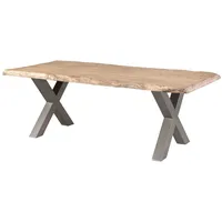 MASSIVMOEBEL24.DE MASSIVMOEBEL24 Baumtisch Mango 200x100x77 beige lackiert / X-Beine