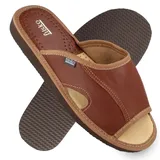 filsko® Bleik offene Herren Leder Hausschuhe Slippers Herren offen Naturleder 40 bis 47 - Braun - 47