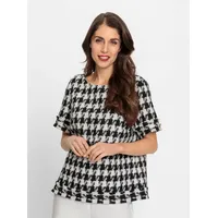 Heine Kurzarm-Bluse in schwarz-ecru Pepita | Gr.: 38