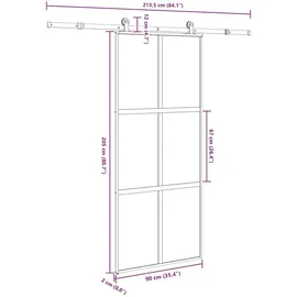 vidaXL Schiebetür mit Beschlag 90x205 cm Hartglas & Aluminium
