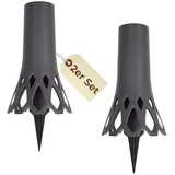 GarPet 2er Set Grabvase mit Erdspieß Friedhofvase Grabschmuck Blumenvase Friedhof Steckvase Grab Vase zum stecken anthrazit 1 L Frostsicher