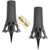 GarPet 2er Set Grabvase mit Erdspieß Friedhofvase Grabschmuck Blumenvase Friedhof Steckvase Grab Vase zum stecken anthrazit 1 L Frostsicher
