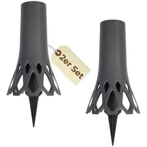 GarPet 2er Set Grabvase mit Erdspieß Friedhofvase Grabschmuck Blumenvase Friedhof Steckvase Grab Vase zum stecken anthrazit 1 L Frostsicher