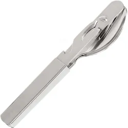 Camping Besteck 4-teilig Aufbewahrung-Box Messer Gabel Löffel Flaschenöffner silber No Size