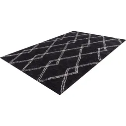 Teppich ME GUSTA "Orlando 125", grau (anthrazit), B:160cm H:27mm L:230cm, Polyester, Teppiche, Weicher Hochflorteppich, dezent gestaltet,Fußbodenheizung geeignet