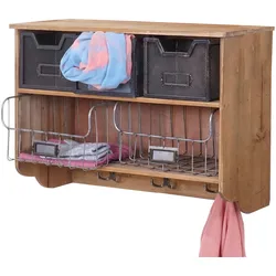Wandgarderobe HWC-A43, Garderobe Regal, Tanne Holz Vintage Patchwork 42x60x24cm
