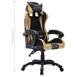 vidaXL Gaming-Stuhl mit RGB LED-Leuchten Gold Schwarz