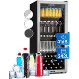 Klarstein Beersafe 7XL Kühlschrank 242 Liter 5 Böden Panoramaglastür Edelstahl Edelstahl 242 Liter
