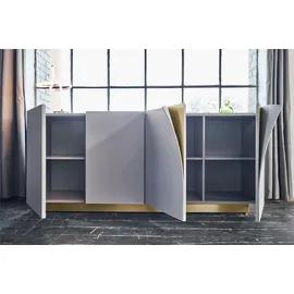 KAWOLA Sideboard EMMA grau Fuß Edelstahl messingfarben