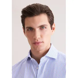 Seidensticker Businesshemd "Schwarze Rose", Herren, Gr. M (39), normale Ärmellängen, mittelblau, 78% Polyamid, 22% Elasthan, bedruckt, skinny fit, 2-Knopf-Manschette, Hemden, X-Slim 1/1 Kentkragen Druck