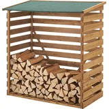 [en.casa] Brennholzunterstand aus Tannenholz 123x116x64cm Natur