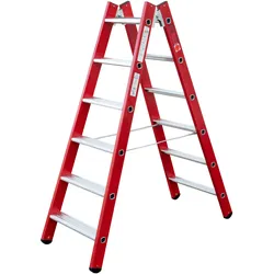 Iller Kunststoff GFK Stehleiter mit Aluminium Stufen 2x6 Stufen