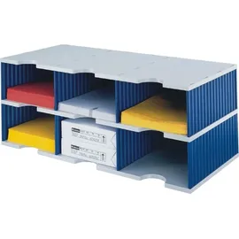 Styro Sortierstation Styrodoc Jumbo Grundeinheit grau/blau mit 6 Fächern