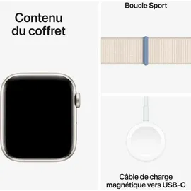 Apple Watch SE 2022 GPS 44 mm  Aluminiumgehäuse polarstern, Sport Loop polarstern