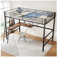 Gotagee Metallbett Gästebett Hochbett Bettgestell 90x200cm Eisenbett mit Schreibtisch, für Kinder, Jugendliche und Erwachsene