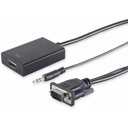 S-IMPULS VGA-Adapter, VGA-Stecker zu HDMI-Buchse, 1080p, 15 cm Kabel