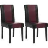 Mendler 2er-Set Esszimmerstuhl Stuhl Küchenstuhl Littau ~ Kunstleder, schwarz-rot, dunkle Beine