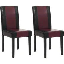 Mendler 2er-Set Esszimmerstuhl Stuhl Küchenstuhl Littau ~ Kunstleder, schwarz-rot, dunkle Beine