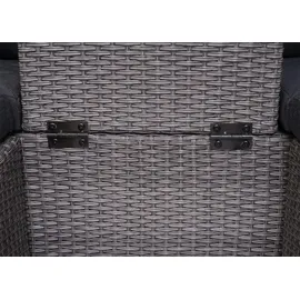 Mendler 3in1-Garnitur HWC-J37, Garten-/Lounge-Set Sonneninsel, Spun Poly Poly-Rattan MVG grau, Kissen anthrazit