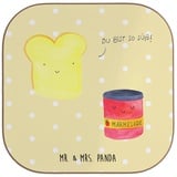 Mr. & Mrs. Panda Getränkeuntersetzer Toast Marmelade - Gelb Pastell - Geschenk, Tiermotive, Gute Laune, Ge, 1-tlg., Handgezeichnete Motive gelb