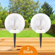 bmf-versand Solarleuchte Garten 2er Set Kugel Glas Solarlampe Außen Außenleuchte Solar