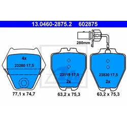 ATE Bremsen-Set VA + HA Bremsensatz, Scheibenbremse vorne hinten rechts links belüftet 256mm für VAG 3B0615601B 8D0615301K 4B3698151 SKIYD0FJW7
