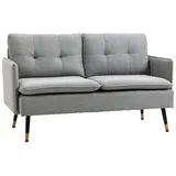 Homcom Zweisitzer 2-Sitzer Sofa mit Kissen, Loveseat mit Leinenoptik, Doppelsofa für Wohnzimmer, Schlafzimmer, Grau, 139 x 68 x 76 cm