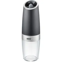 Salz-/Pfeffermühle GEFU "GIVA", transparent, H:20,2cm Ø:6,3cm, Küchenmühlen, Kippsensor für automat. Mahlen, einstellbare Mahlstufen, LED-Anzeige