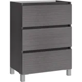 Baikal Trix Badezimmerschrank mit Boden, 39 cm, Möbel 50 cm, 3 Schubladen, mit Beinen, Verschiedene Ausführungen und Maße, montiert, 3 Schubladen, 50 cm, Asche