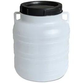 plasteo plasteo® 10 Liter Weithalsfass mit Deckel und Henkel Rund Natur, Lebensmittelecht und BPA-Frei, Futtertonne Kunststofffass Universalfass Deckelfass Wasserfass Regentonne Lagerfass, Natur