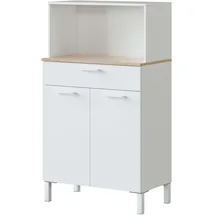 Habitdesign Küchenbeistellschrank Mikrowellenschrank 72 x 40 x 126 cm Weiß/Eiche