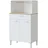 Habitdesign Küchenbeistellschrank Mikrowellenschrank 72 x 40 x 126 cm Weiß/Eiche