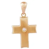 unbespielt Kreuzanhänger Anhänger Kreuz Zirkonia matt glänzend 375 Gold 18 x 12 x 3,7 mm, Goldschmuck für Damen und Herren goldfarben