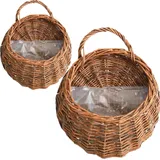 Hängender Pflanzgefäß, 2 Stück, natürlicher Rattan-Pflanzgefäß, Vintage-Wand-Hängekorb, Aufbewahrung, Pflanzkorb, Rattan-Wand-Blumentopf für Zuhause, Garten, Zimmerpflanzen, Farbe