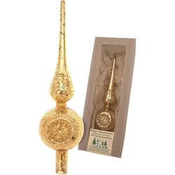 Christbaumspitze KREBS GLAS LAUSCHA "Antike Mercury Glas Reflexspitze", gold, B:7cm H:27cm T:10cm, Glas, Weihnachtsbaumschmuck, Christbaumspitze aus Glas, mundgeblasen, handgefertigt