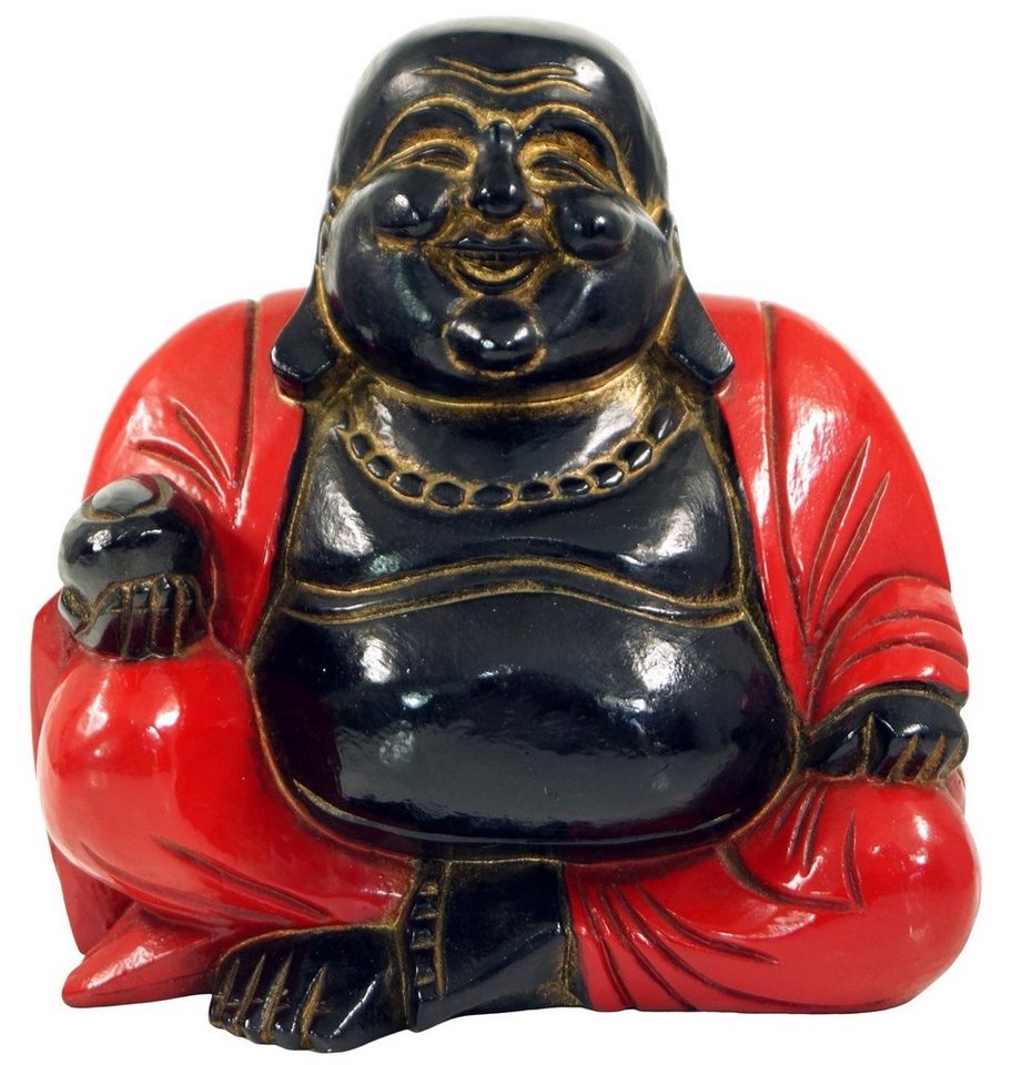 Guru-Shop Buddhafigur Geschnitzter Lucky Buddha, Holzbuddha - rot rot